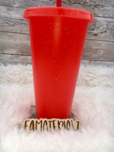 Load image into Gallery viewer, 24oz Glitter Red Plastic cups (Set of 5)