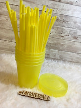 Load image into Gallery viewer, 16oz Glitter Neon Yellow Plastic cups (Set of 5)