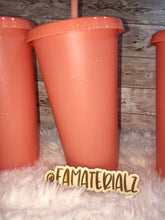 Load image into Gallery viewer, 24oz Peach Glitter Plastic cups (Set of 5)