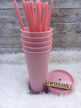 Load image into Gallery viewer, 24 oz Matte Pink plastic cups (Set of 5)