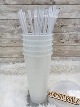 Load image into Gallery viewer, 24oz Glitter Clear Plastic cups (Set of 5)