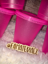 Load image into Gallery viewer, 16oz Glitter Neon Pink Plastic cups (Set of 5)